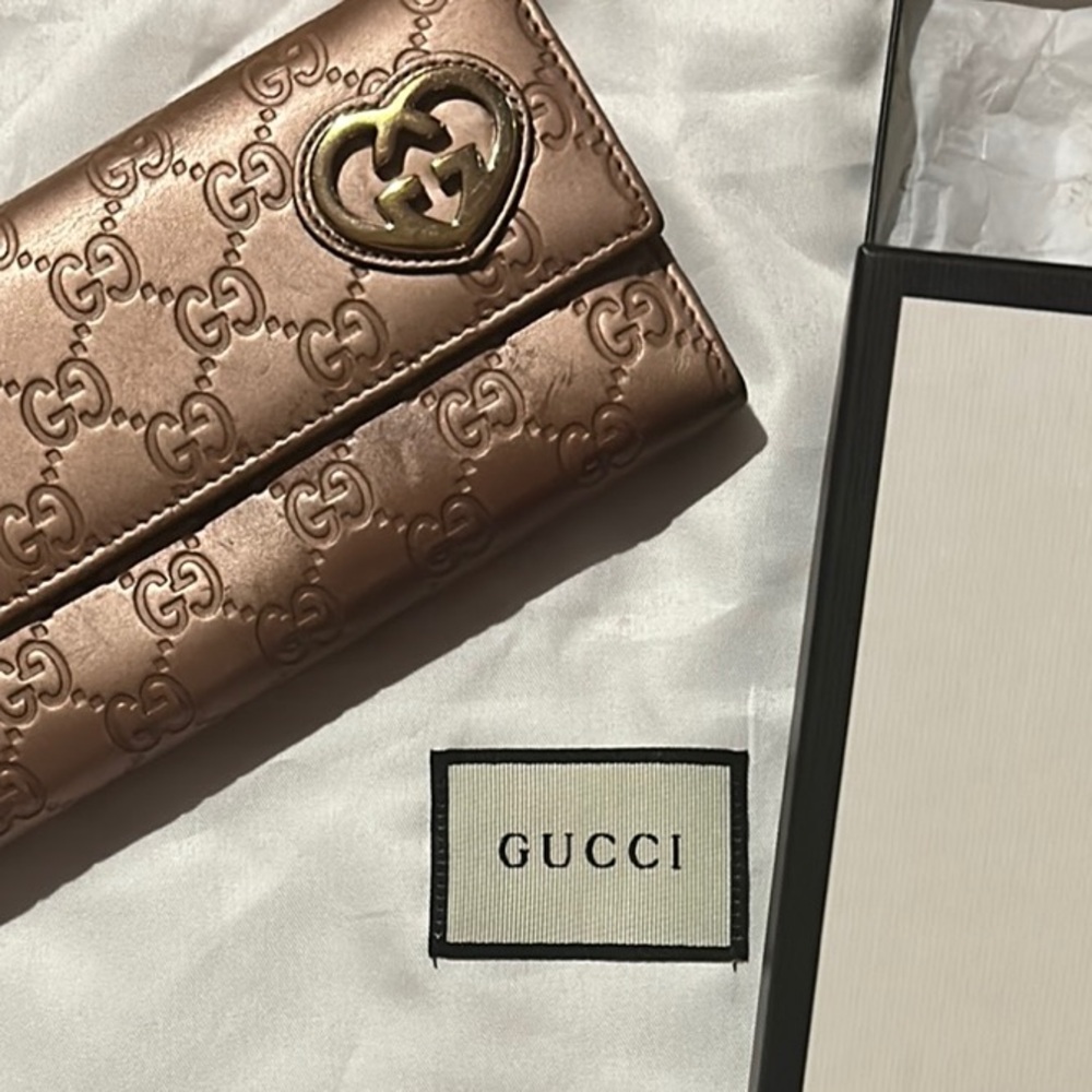 Gucci Full Inclusion Guccisima Long Wallet with Heart Design